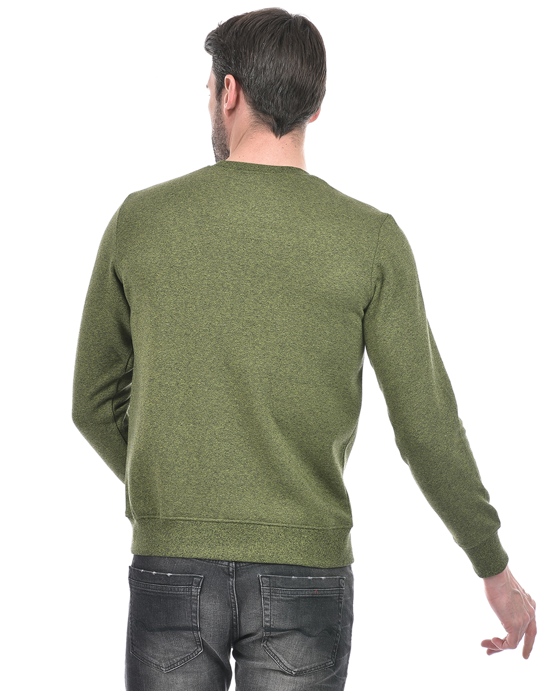 Numero Uno Men Applique Green Sweat Shirt